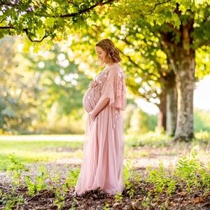 ASOS blush pink maternity gown